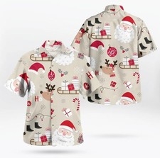 Santa Christmas Pattern Brown Hawaiian Shirt