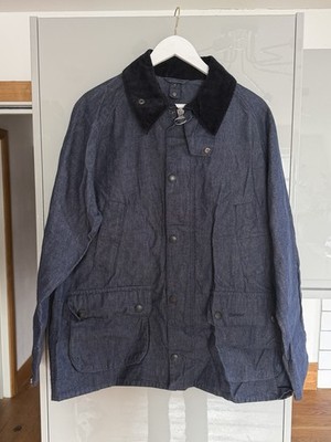 Barbour Denim Bedale Casual Jacket Indigo Blue Denim Mens Size M Medium Rare