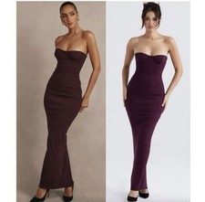 NEW House Of CB Lucia Grape Purple Strapless Corset Maxi Dress L D-E Plus Glam