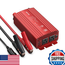 Bestek 500W Pure Sine Wave Power Inverter Dc 12V To Ac2 Outlets 110V Car