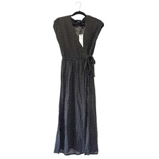 NWT Minkpink Jemima wrap dress midi v neck black white polka dot heart print S