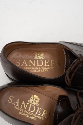 Sanders Shoes Mens 10.5 Brown Leathermade U.K. Oxford Cap Toe Lace Up Dress Vtg Sanders Oxford Cap Toe Dress Shoes Dark Brown Leather  main image 2