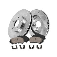 Callahan Front Drilled Slotted Brake Disc Rotors and Ceramic Brake Pads Har...