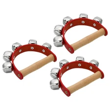 3pcs Jingle Bells, Hand Bell Handheld Wrist Bells Wooden with 5 Bells