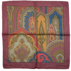 Ralph Lauren Purple Label Silk Pocket Square Burgundy Ornate Boteh Italy 18.5"