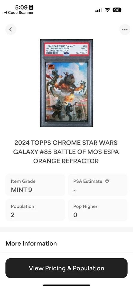 2024 Topps Star Wars Galaxy Battle of Mos Espa #85 Orange /25 Pop 2 None   PSA 9 - Image 4 of 4
