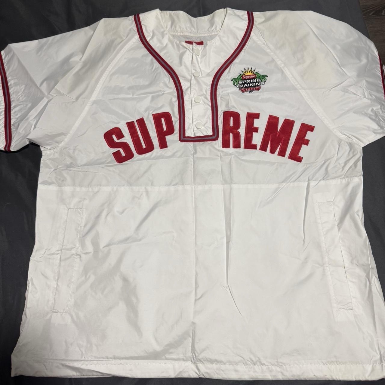 Supreme Snap Off Sleeve Baseball Jersey Size Large White