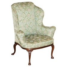 SUBLIME ANTIQUE HOWARD & SON'S WILLIAM MORRIS MAHOGANY FRAMED WINGBACK ARMCHAIR