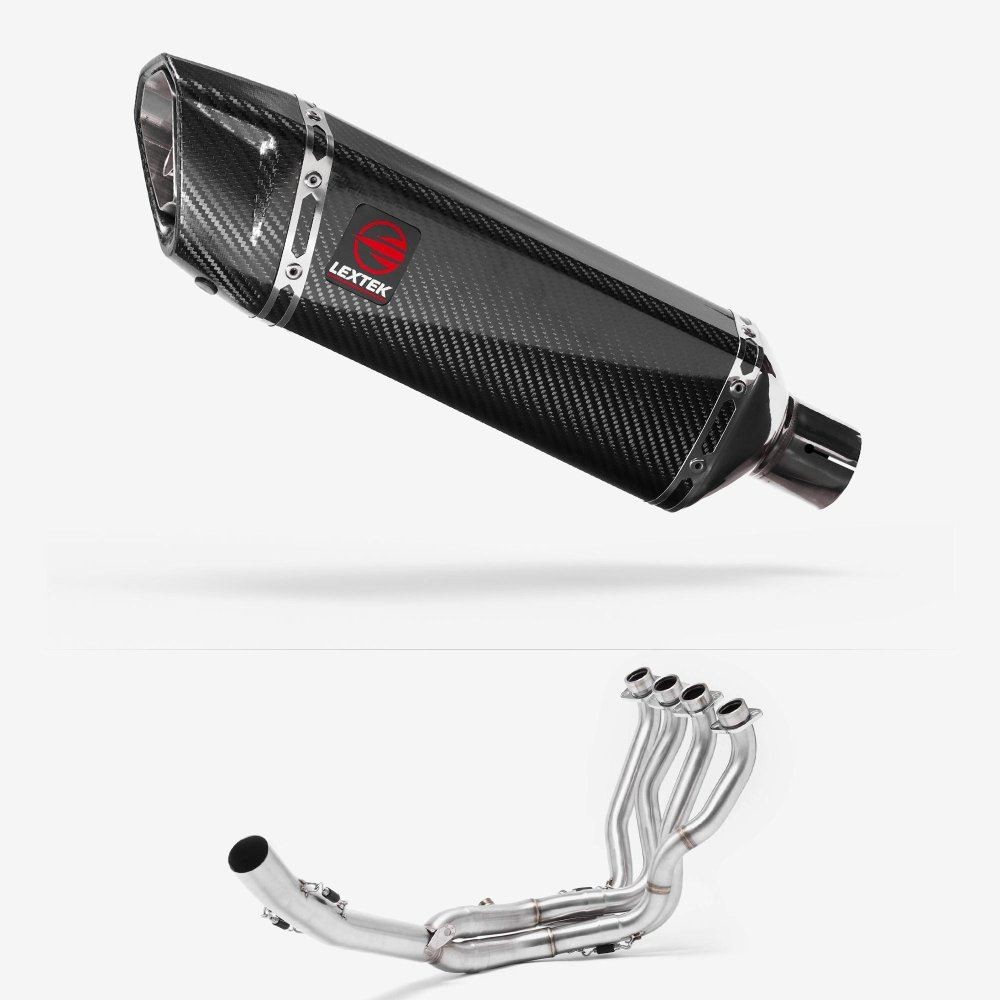 Lextek SP9C Gloss Carbon Fibre Exhaust System 300mm for Suzuki GSXR 1000 (17-