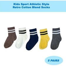 All Seasons Athletic Kids Retro Socks SMALL 2-5 YO Cushioned Ribbed Colorful 5pk