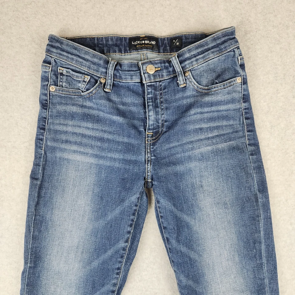 Jeans para mujer Lucky Brand talla 6 AVA tiro medio ajustados denim azul 6/28 Foto 3 de 4
