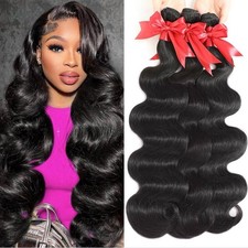Body Wave Human Hair Weft Extensions Black 10  -14  Can Be Dyed Bleached