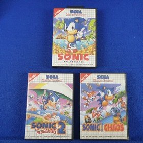 Master System SONIC THE HEDGEHOG x3 Games 1 + 2 + Chaos PAL (Works in US)