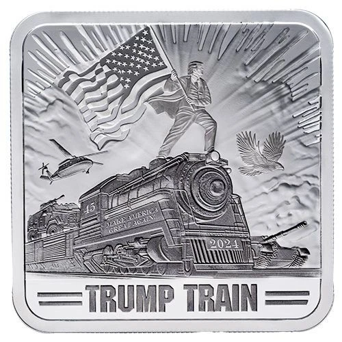 Trump 1 Oz .999 FS Square 2024 Trump Train Silver Bar BU 🔥 MAGA 45/47🔥