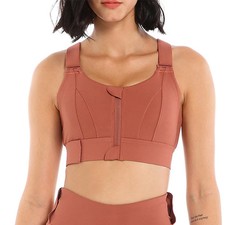 Sports Bra Front Zipper Adjustable Strap Shockproof Plus Size Fitness Women's