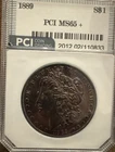 1889 S$1 Morgan Silver Dollar PCI MS 65+   Toning