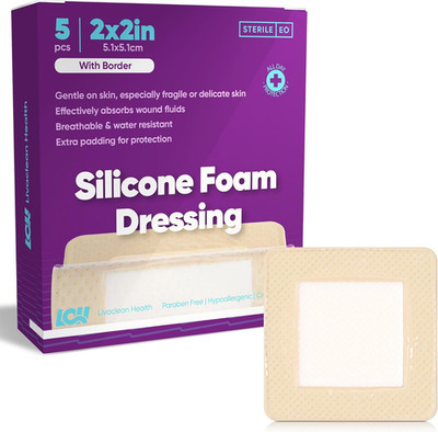 5 CT Silicone Foam Dressing 2X2 - Adhesive Silicone Bandages for Wounds and Pres