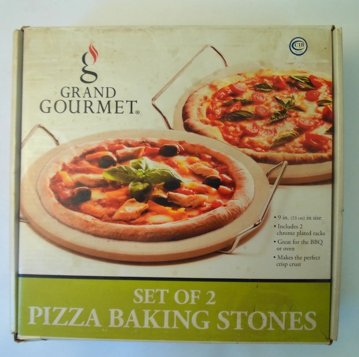 Set of 2 Grand Gourmet Pizza Baking Stones 9" with 2 racks NEW in Box
Opens in a new window or tab