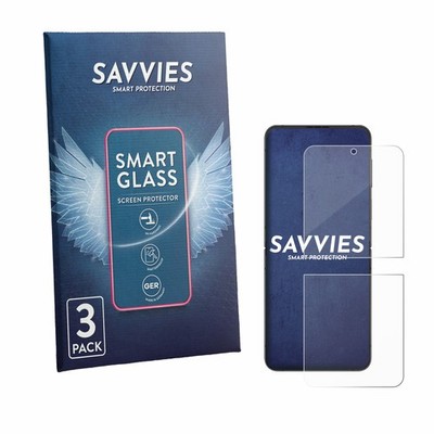 3x Savvies Schutzglas für Samsung Galaxy Z Flip 4 Panzer Folie Glas klar