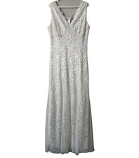 Candalite Ivory White Lace V-Neck Sleeveless Maxi Dress Womens Large