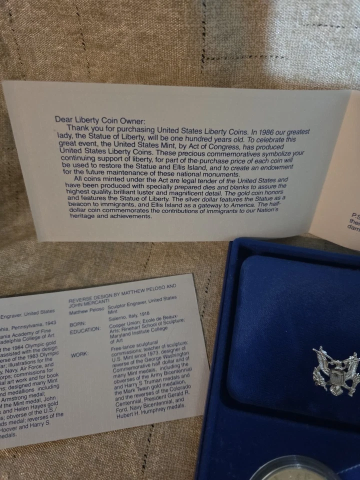 1986 S 🇺🇸 Statue of Liberty Ellis Island Silver Dollar Proof Coin w/ Box & COA - Image 3 of 4