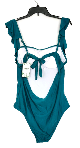 Womens One-Piece Ruffle Swimsuit Ruched Tummy Control Bathing Suit Tie-Back - XL - Picture 4 of 16