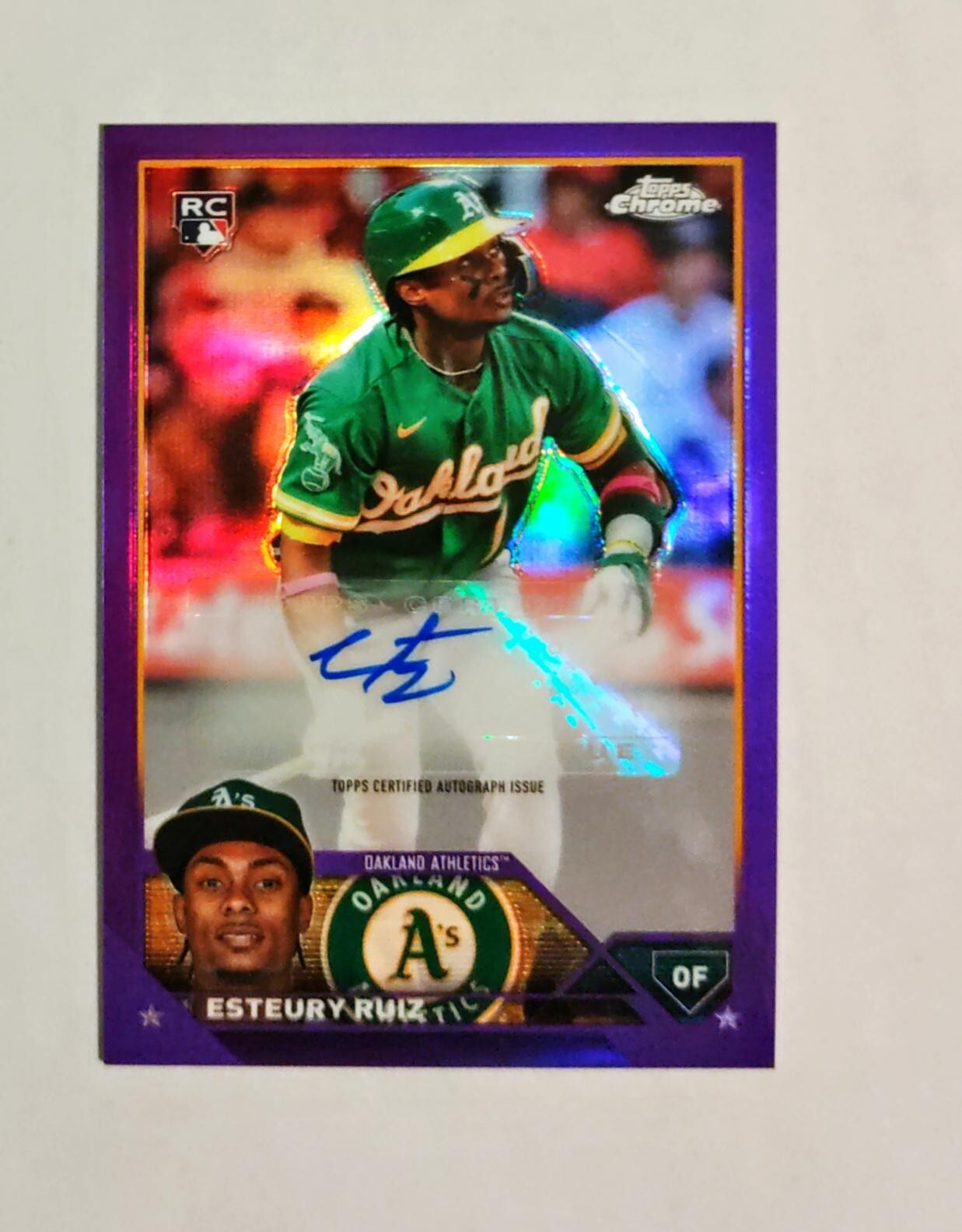 Esteury Ruiz 2023 Topps Chrome RC AUTO Rookie PURPLE REFRACTOR 115/250 Update z2