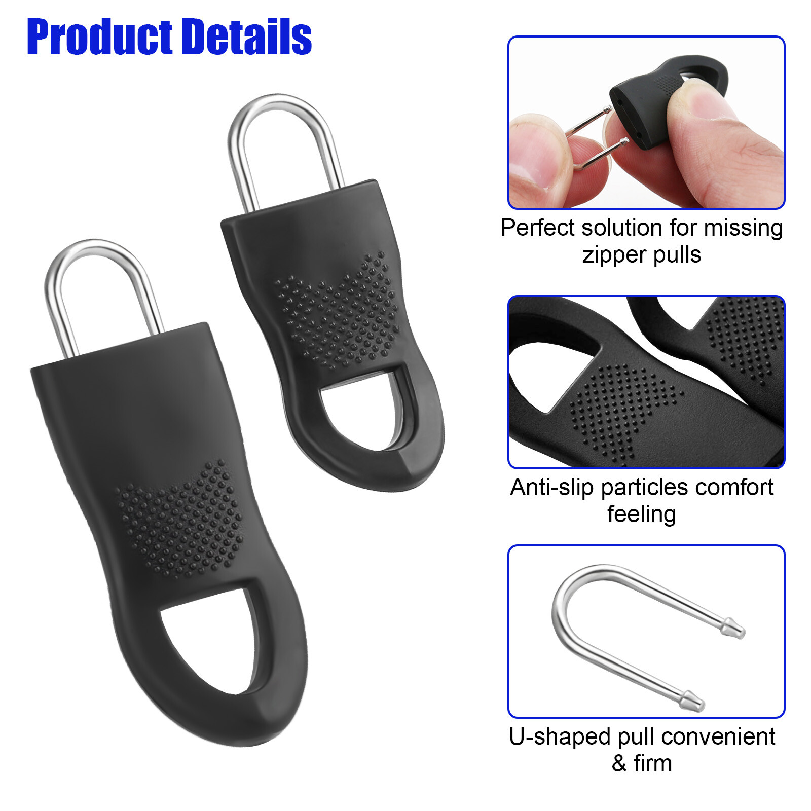 32PCS Zipper Fixer Repair Pull Tap Replacement For Luggage Boots Bags