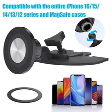 Magnetic CD Slot Car Phone Holder 360º Adjustable Mount for iPhone MagSafe Case