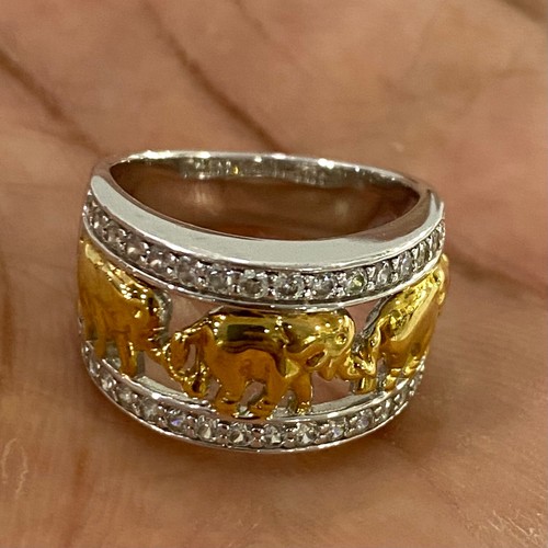 QVC TOVA for Simulated Diamond Elephant Ring Sterling Silver Preowned