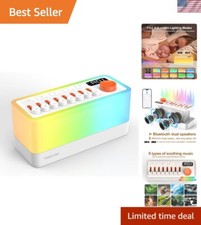 White Noise Sleep Sound Machine with 8 Nature Sounds, Portable Bluetooth Spea...