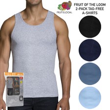 Fruit of The Loom Men's 2 Pack Dual Defense Finished Hem Tagless A Shirts