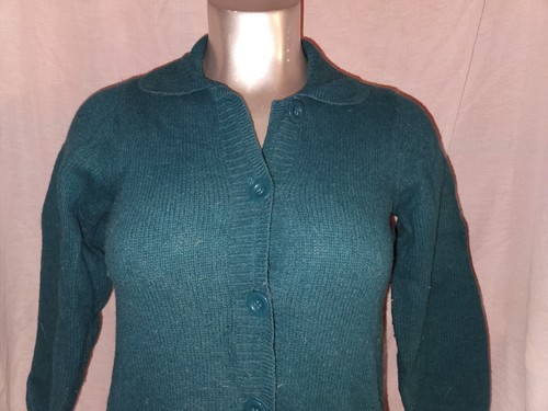 Sutton Studio Womens Button Front Lambs Wool Sweater Green Size 1X - Picture 2 of 13
