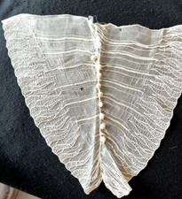 ANT VICTORIAN NECKLINE INSERT, FRENCH EMBROIDERY WITH TINY CROCHET BUTTONS