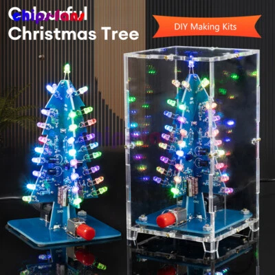 Hágalo usted mismo Kit de Circuito de Árbol de Navidad LED 3D Brillo Conjunto de Aprendizaje Electrónico con Carcasa