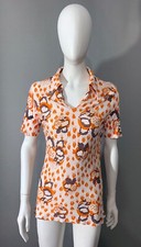 1970s Vintage Women's Psychedelic Strawberry Shortcake Orange, Brown  White Top