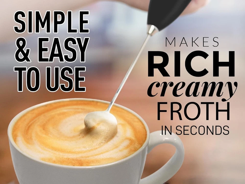 Milk Frother Handheld Battery Operated Whisk Foam Maker For Coffee With Stand