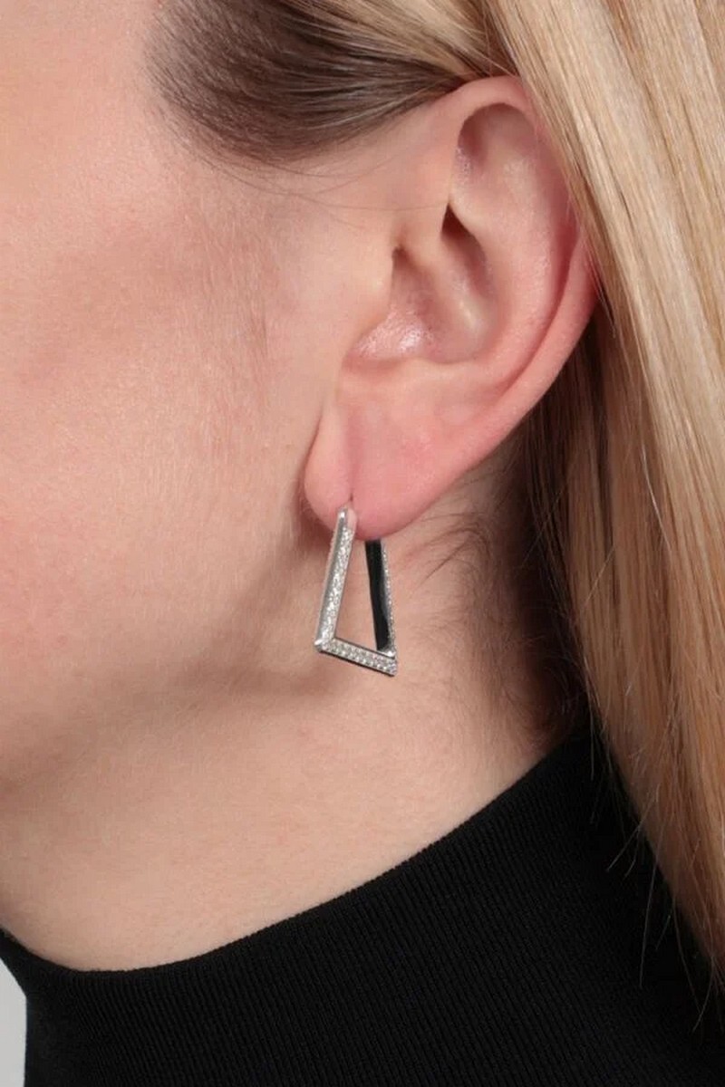 BOTTEGA VENETA Triangle Sterling silver hoop earrings with