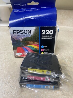 Epson Genuine Ink Cartridge 220 Color C Y M  Open Box Exp 03/2025
