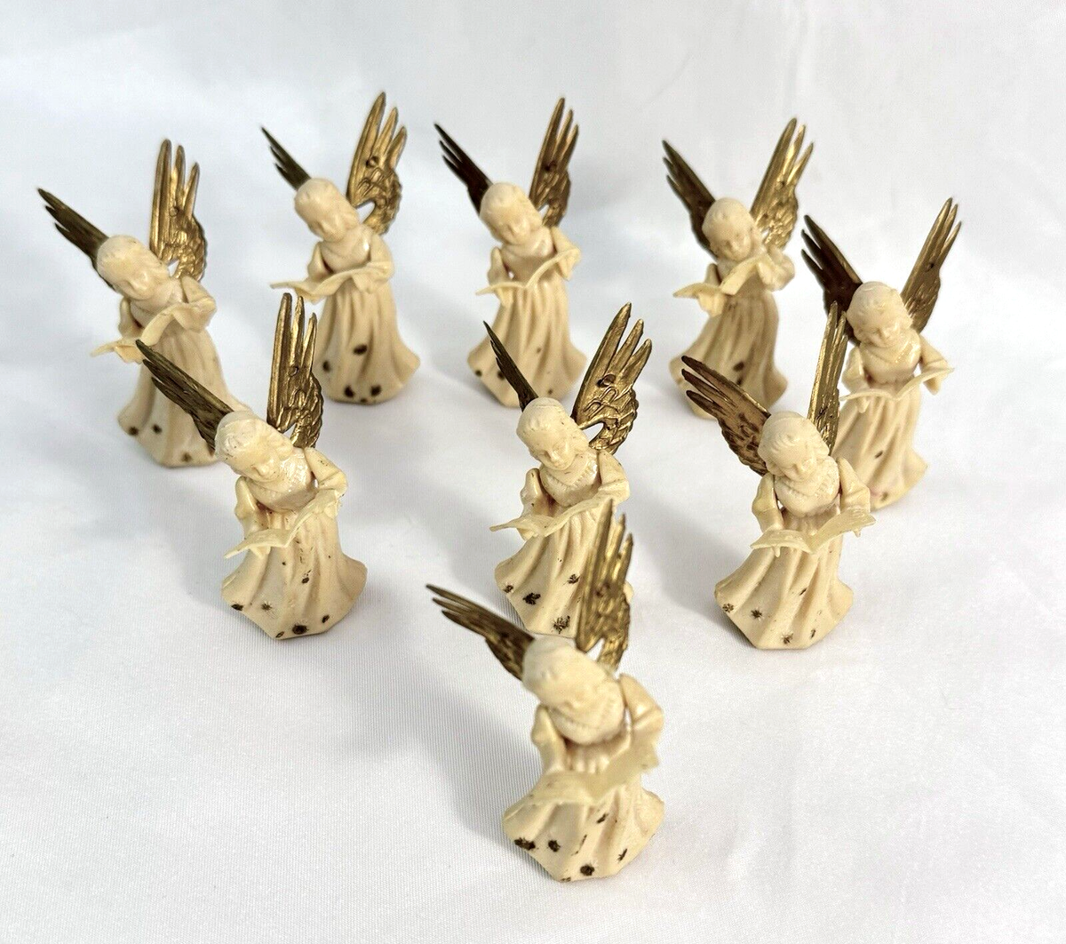 Set 9 Vintage CHRISTMAS ANGELS Singing Choir Plastic 1950 Hong