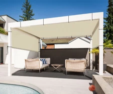 10-15ft Waterproof Pergola Shade Cover Replacement Canopy Cover w/ Rod Beige