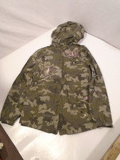 Epic Threads Youth Girls Hooded Jacket Sz L Olive Green Camo Butterfly Front Zip