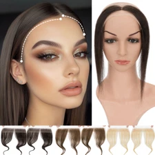 Hand-Tied Front Forehead Hairline Human Hair Patches Full Lace Topper Hairpieces