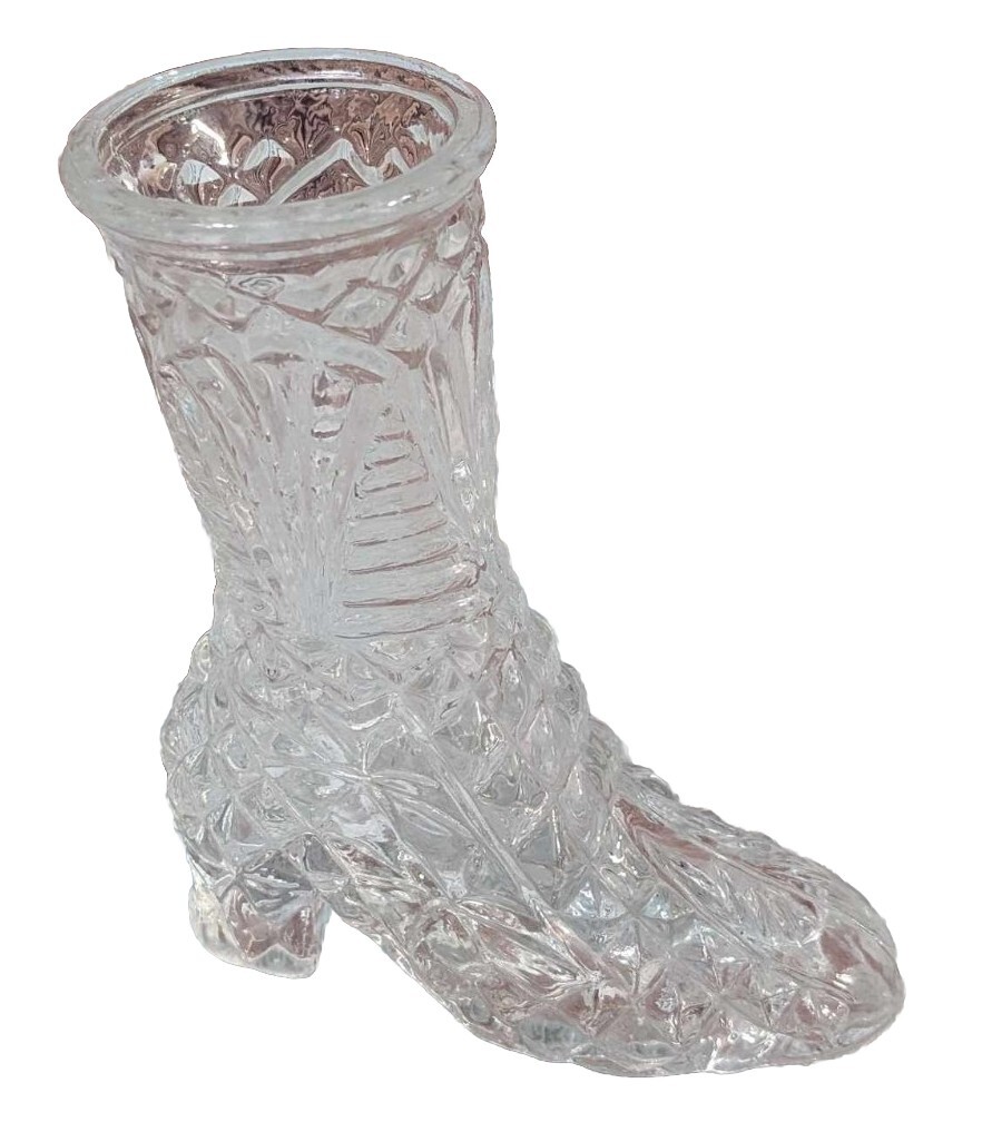 小物 vatie Vtg Crystal Clear 24% Lead Quilted Glass Boot Decoration