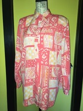 VTG 90s Tropics Brand Tropical Print Blouse Top Size Medium Shoulder Pads EUC