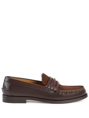 New Authentic Gucci Interlocking G Suede & Leather Loafer, Brown, Size US 9 