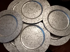 NEW 13" Robert Stanley 8 CHARGER PLATES • SILVER METAL • Farmhouse Look • Last 1