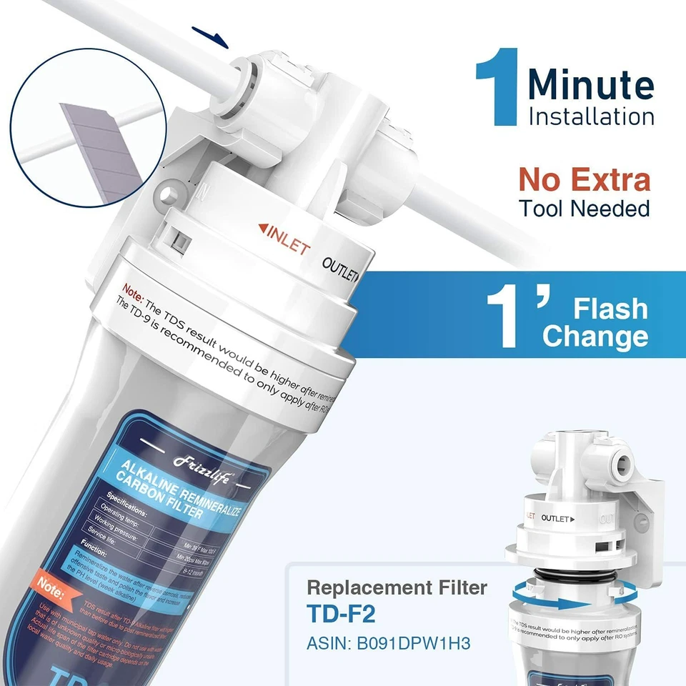 Frizzlife TD-9 Alkaline Remineralization Under Sink Inline Water Filter-For RO - Image 4 of 4