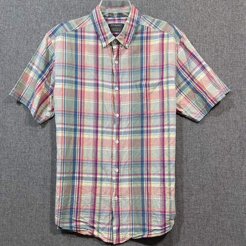 Primark Mens L Regular Fit Cotton Short Sleeve Button Up Shirt Multicolor SS1 - Picture 7 of 11