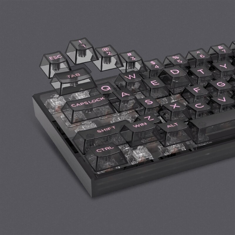 152PCS Black Transparent Mechanical Keyboard Keycaps for Enhanced Aesthetics